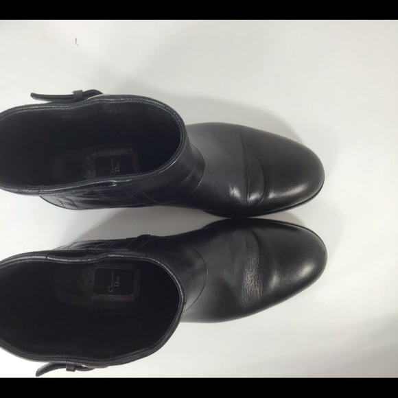 CHRISTIAN DIOR BLACK LEATHER MOTO ANKLE BOOTS CITY CANNAGE SZ EUR 37.5 US 7.5 - Picture 8 of 15